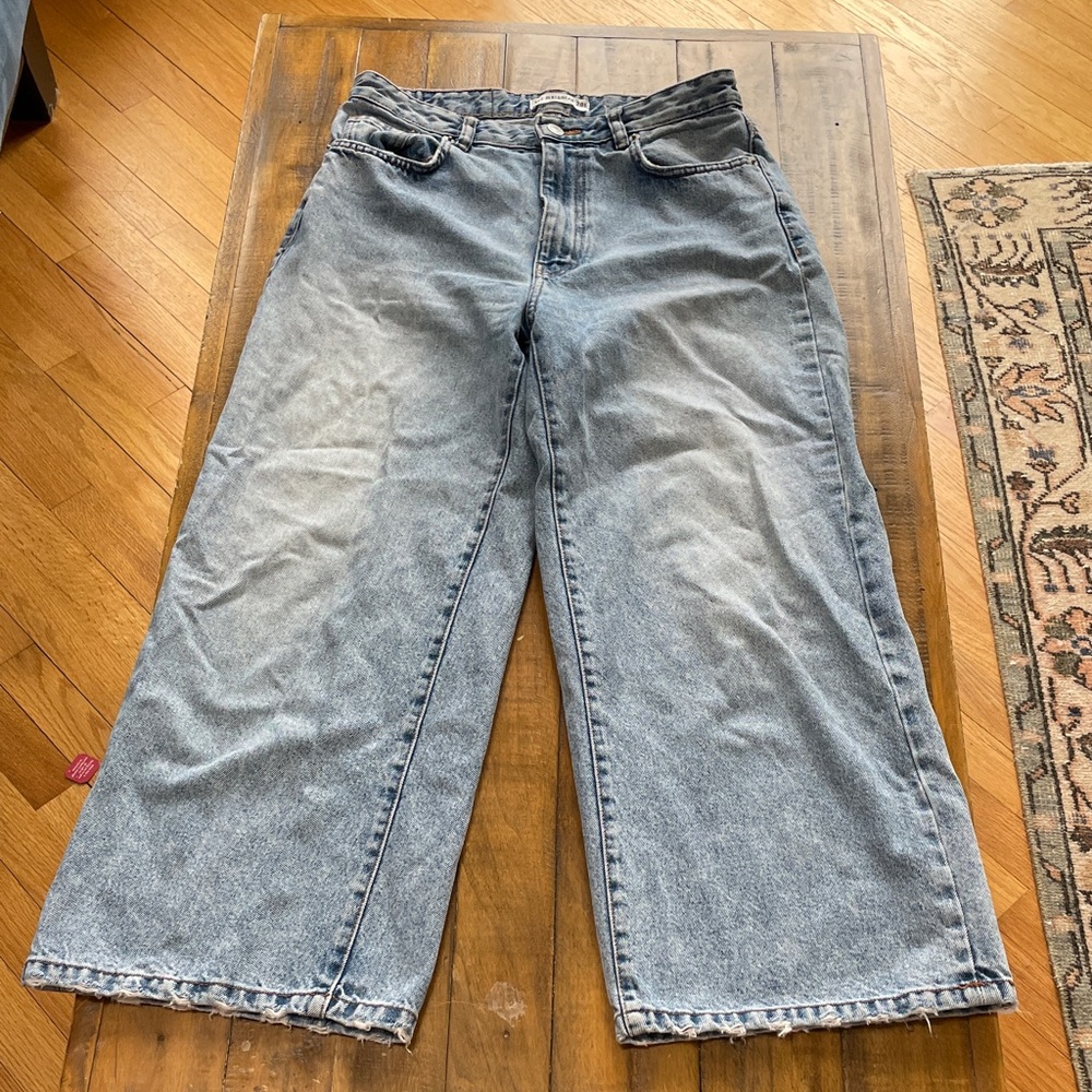 Pull and bear wide leg cropped jeans